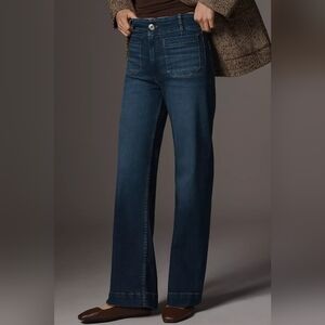 Anthropologie Maeve The Colette Full- Length Wide-Leg Blue Jeans